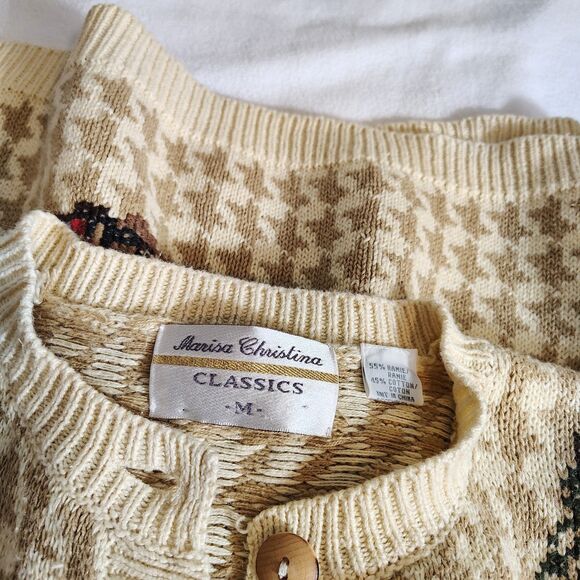 Vtg Marisa Christina Cabincore Lodge Cottagecore Woodland Cardigan Nature M - Picture 7 of 10